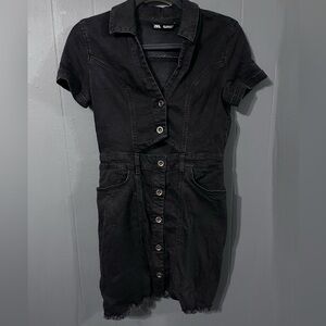 Super cute mid length black denim dress